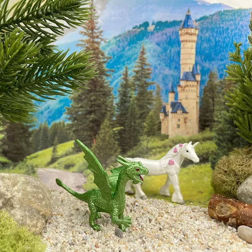 Vista 2 de Safari Ltd. Animales de cuento de hadas TOOB - Figuras de unicornio, dragón, rana, lobo, conejo, cierva, semental blanco, oso, ratón, pájaro azul