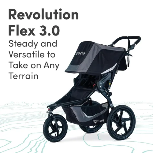 Vista 2 de BOB Gear Revolution Flex 3.0 - Cochecito para correr, color negro grafito Versatile Jogger Stroller; All Terrain Stroller With Mountain-Bike