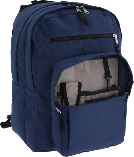 Vista 3 de JanSport Classics Series mochila azul grande para estudiante.