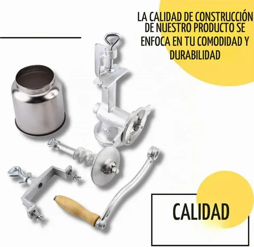 Vista 3 de Molino de grano de maíz para grietas a mano, molinillo manual, molinillo de alimentos, molino de granos de hierro para maíz, café, alimentos, trigo