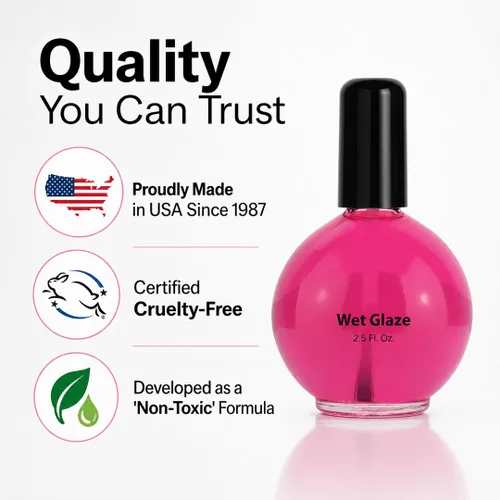 Vista 8 de Pro Nail Wet Glaze - Esmalte de uñas seco transparente Quick Top Coat Tamaño profesional de salón 2.5 oz
