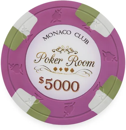 Vista 6 de Claysmith Gaming Paquete de 50 fichas de póquer Monaco Club, compuesto de arcilla pesada de 0.48 oz
