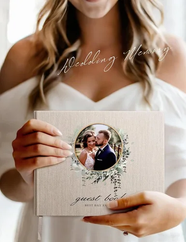 Vista 5 de Libro de invitados de boda, Libro de invitados para recepción de boda, Libro de invitados Polaroid para boda de 100 páginas en papel con tapa dura