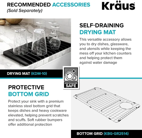 Vista 15 de KRAUS Bellucci Fregadero de cocina de granito con estación de trabajo empotrado de 30 pulgadas en negro metálico con accesorios, KGUW2-30MBL