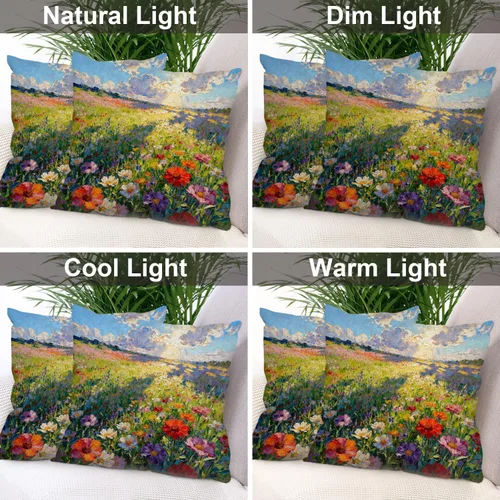 Vista 324 de Batmerry Autumn Pumpkin Templeton Throw Pillow Covers, Green Leaves Paths Forests Decorative Pillow Covers Digital Printing Blended for Couch Sofa