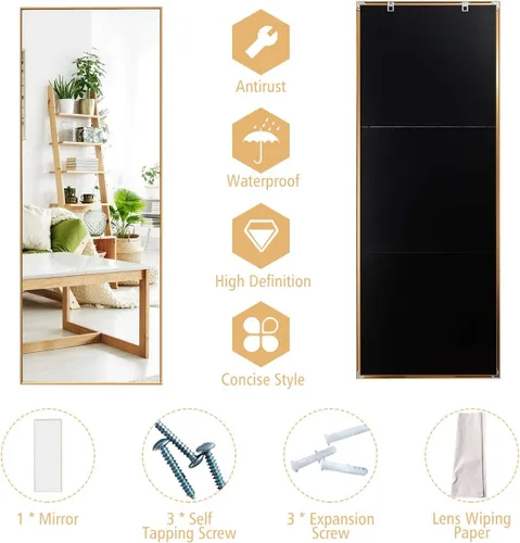 Vista 5 de CHARMAID Espejo rectangular grande de longitud completa para dormitorio, de 59 x 22 pulgadas, espejo de tocador de pie o montado en la pared