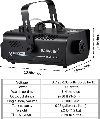 Vista 7 de Máquina de niebla de 1000 W con temporizador, control remoto inalámbrico y control manual, ideal para Halloween, fiestas, actuaciones en escenario