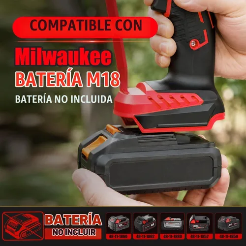 Vista 6 de Mini motosierra inalámbrica de 6 y 8 pulgadas compatible con batería Rojo