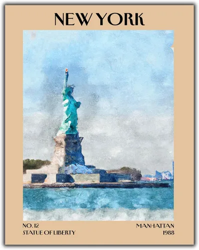 Vista 8 de K&L DESIGN CO. Impresión artística retro vintage de Nueva York, póster sin marco de 11 x 14 pulgadas, recuerdos de la ciudad de Nueva York, bonita