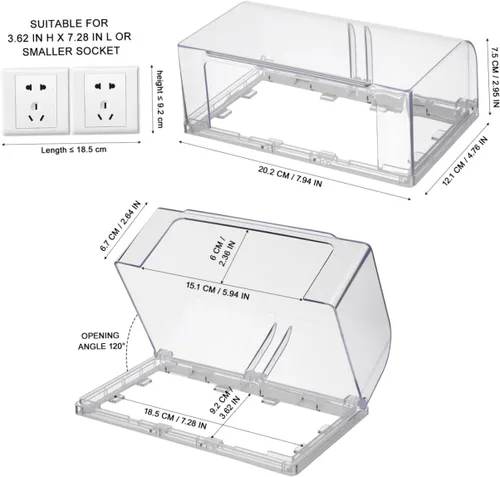 Vista 2 de 1 tapa adhesiva de doble posición para baño y sala de estar para enchufes eléctricos, fácil de instalar y quitar