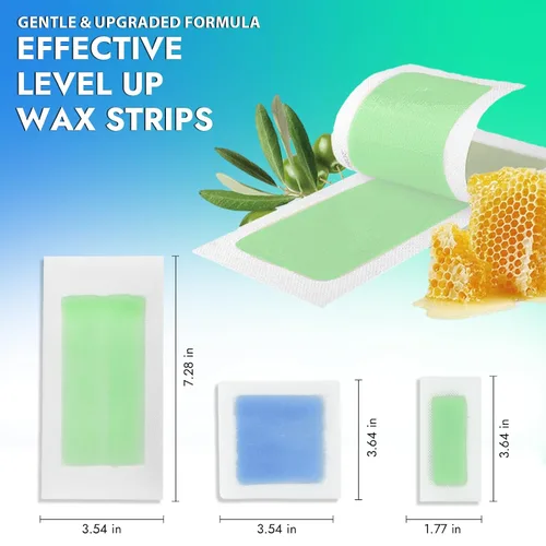 Vista 4 de Waxkiss Kit de tiras de cera para mujeres y hombres, 70 unidades, 3 tamaños y 12 toallitas para cera y después de la cera, kit de tiras de cera