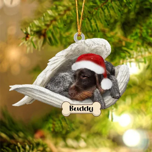 Vista 33 de Afghan Hounds - Adorno de Navidad con alas de ángel durmiente, recuerdo personalizado para perros 2024, adorno de forma acrílica, regalos