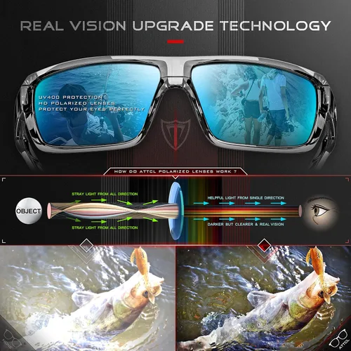 Vista 5 de ATTCL - Gafas de sol polarizadas para hombres - Gafas deportivas de pesca 100 protección UV