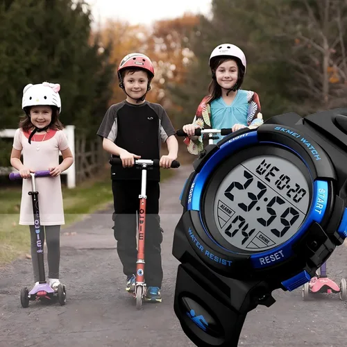 Vista 7 de MJSCPHBJK Reloj para niños, reloj para niños de 3 a 15 años, reloj digital deportivo al aire libre, multifuncional, cronógrafo LED 50 M, calendario