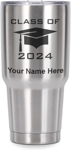 Vista 22 de LaserGram Vaso aislado al vacío de 20 onzas, grado de tapa clase de 2024, 2025, 2026, 2027, 2028, grabado personalizado incluido (negro)