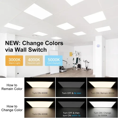 Vista 2 de AIKVSXER Luz de Panel Plano LED de 40W 2x2 - Paquete de 4, 4400LM con Cambio de Color 3000K/4000K/5000K, Luces LED Empotradas Regulables de Techo