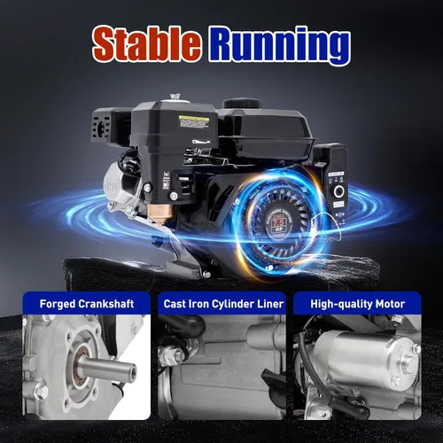 Vista 4 de Motor de gasolina de 212cc y 7.5HP, motor de 4 tiempos para Go Kart con arranque eléctrico, motor de gasolina con refrigeración por aire forzado