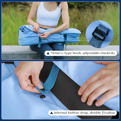 Vista 11 de Bolsa para esterilla de yoga Tumaz Correa de hombro ajustable y acolchada Se adapta a esterillas de hasta 26" Almacenamiento multibolsillo