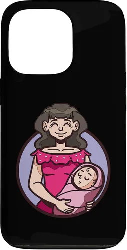 Vista 10 de iPhone XR dibujos animados madre sosteniendo bebé ilustración para niños caso