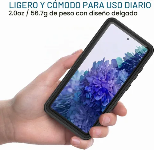 Vista 2 de Lanhiem Funda para Samsung Galaxy S20 FE, IP68 impermeable a prueba de polvo con protector de pantalla integrado, funda protectora de cuerpo Negro