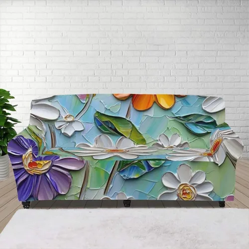 Vista 10 de GIFTPUZZ Funda de sofá roja navideña, protector de sofá con parte inferior elástica para sala de estar, dormitorio y decoración de oficina, elegante