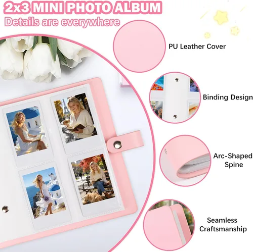 Vista 3 de Ruibytree Álbum de 320 bolsillos para Instax Mini y Polaroid de 2 x 3 Rosa