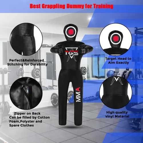 Vista 2 de PGS Grappling Dummy - Socio de entrenamiento de lucha libre sin relleno, BJJ, MMA, judo y karate, saco de boxeo de vinilo duradero para práctica