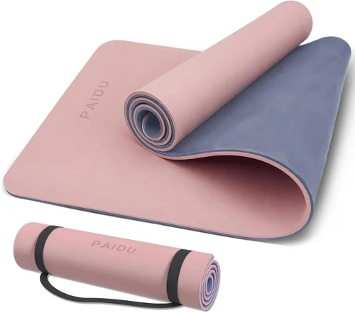 Vista 11 de PAIDU Yoga Mat Non Slip Anti-tear,extra thick-2/5 inch（10MM）High Resiliency Professional POE Yoga Mats for Women Men Kids,72"x24"inch,Workout, Yoga