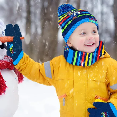 Vista 4 de Toy Story - Bufanda de invierno y guantes de nieve para niños y niñas juego de 3 piezas lindo y cálido para exteriores incluye caja de regalo