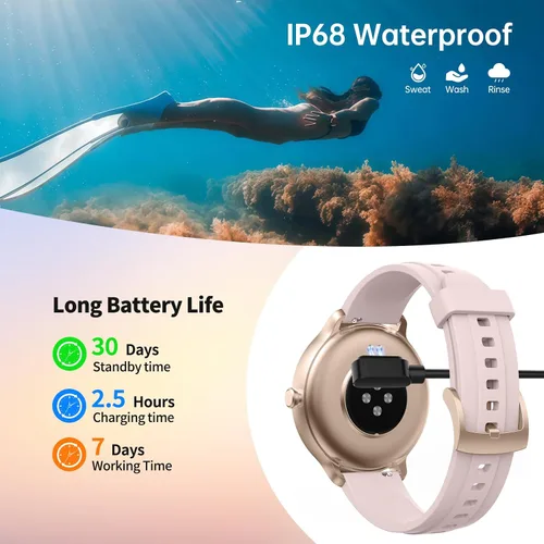 Vista 8 de Reloj inteligente para hombres y mujeres (respuesta/hacer llamadas), reloj inteligente con voz AI integrada, rastreador de fitness HD de 1.27