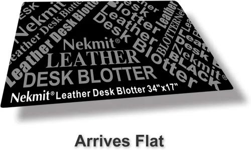 Vista 7 de Nekmit Esterilla protectora y secante para escritorio, de cuero, 34" x 16", Negro