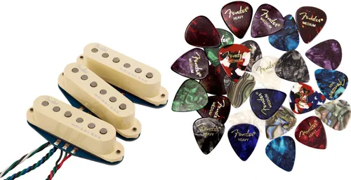 Vista 5 de Fender Paquete de pastillas Stratocaster silenciosas Gen 4 con cable de instrumento