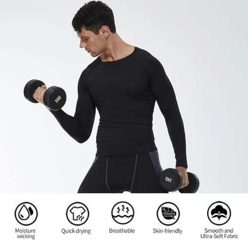 Vista 5 de SPVISE Paquete de 1 o 3 camisetas de compresión para hombre, de manga larga, para entrenamiento, gimnasio, correr, ropa interior deportiva fresca