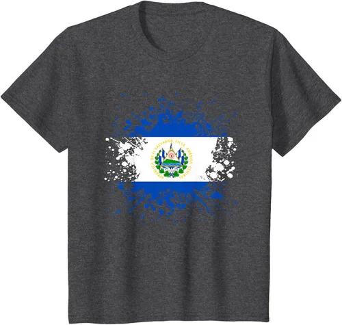 Vista 16 de Camiseta Salvador Patrimonio de la Familia Salvadoreña País Bandera de El Salvador, Negro