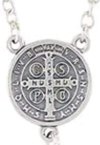 Vista 4 de Rosario italiano de plata de San Benito con cuentas de oración negras de 0.236in y cuentas de plata de 0.315in hechas a mano (colección Paola Carola)