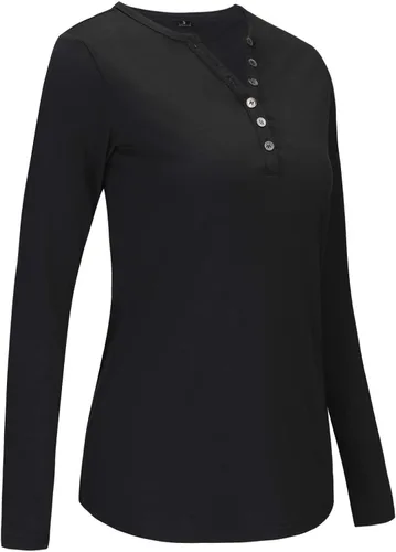Vista 5 de Ouges - Blusa casual con manga larga, cuello en V y botones para mujer