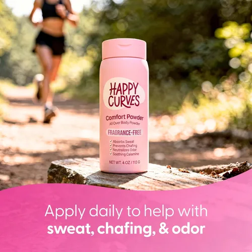 Vista 2 de HAPPY CURVES Comfort Powder: desodorante en polvo antirozaduras sin talco para el cuerpo y los pies para controlar las rozaduras internas del muslo