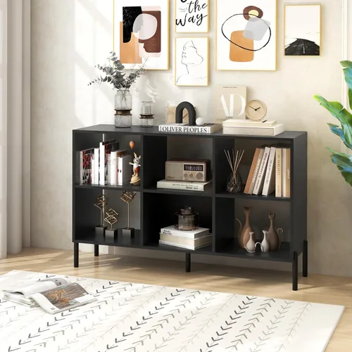 Vista 2 de LOKO Estantería de 6 cubos, moderna estantería abierta de 3 niveles (negro)