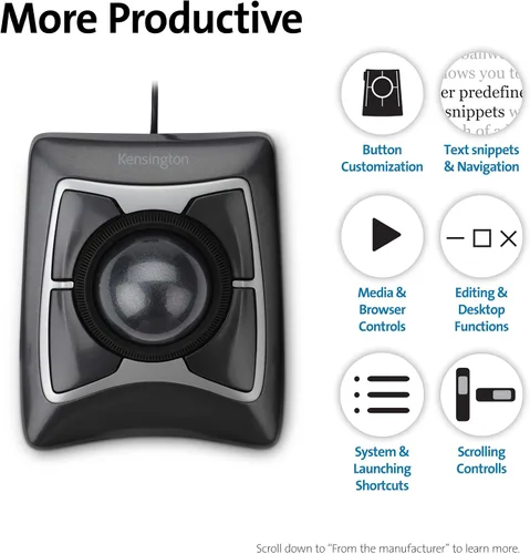 Vista 6 de Kensington Expert mouse con rueda de desplazamiento, Negro Plata