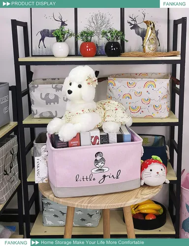 Vista 4 de Cesta rectangular de tela con estampado de dinosaurios para almacenamiento de guardería, cesta de almacenamiento, bolsa de libros, cestas de regalo