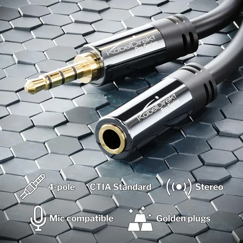 Vista 2 de KabelDirekt – Cable de extensión para auriculares – 1,6 pies – Cable de extensión de auriculares con enchufe de metal a prueba de roturas