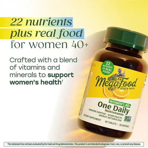 Vista 4 de MegaFood Multivitamínico para mujeres 40+ One Daily multivitamínico femenino - con B12 metilado, folato de metilo, vitamina D3, C y zinc