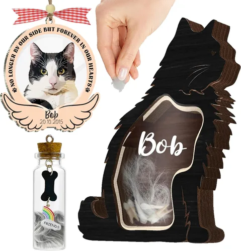 Vista 18 de vinatimes Caja de sombra de regalo conmemorativo para mascotas de 8.6 pulgadas, soporte para collar negro, marco de fotos, kit de tinta de pata