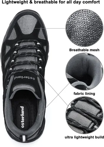 Vista 3 de Zapatos de senderismo para hombre, zapatos de senderismo para exteriores, zapatos de senderismo ligeros, impermeables, zapatos de senderismo