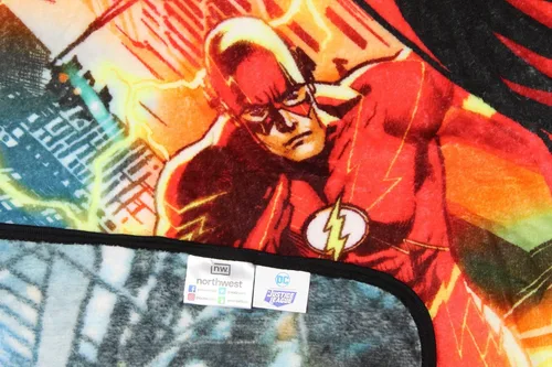 Vista 4 de Northwest DC Comics The Flash Running Lightning - Manta de felpa de superhéroe de 46 x 60 pies