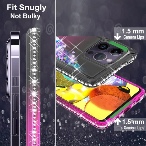Vista 3 de STARSHOP Funda compatible con iPhone 13 Pro Max, con [protector de pantalla de vidrio templado incluido] Liquid Bling Sparkle Flotante Glitter