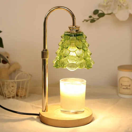 Vista 10 de GEEZO - Lámpara calefactora de fragancia para velas, calentador de velas eléctrico con temporizador y regulador de intensidad, regalos de Navidad