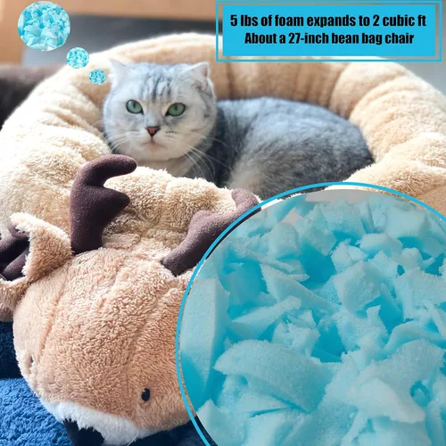 Vista 6 de BOXIN Relleno de bolsa de frijol de 10 libras, relleno de espuma viscoelástica triturada para relleno de puf, almohada de cama de perro, sillas