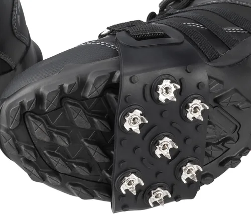 Vista 8 de FANBX F Crampon Traction Tacos antideslizantes de tracción para crampones, picos de 7 puntos para calzado para caminar, trotar, senderismo