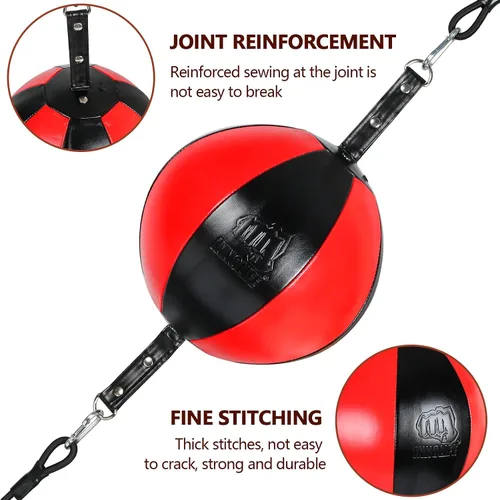Vista 4 de InnoLife Kit de saco de boxeo de doble extremo con bola de perforación, kit de reacción de velocidad con cordones elásticos, perfecto